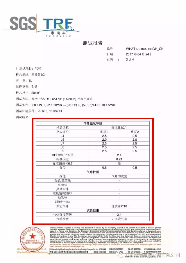 气味检测报告